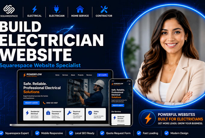 build squarespace electrician website electrical contractor website